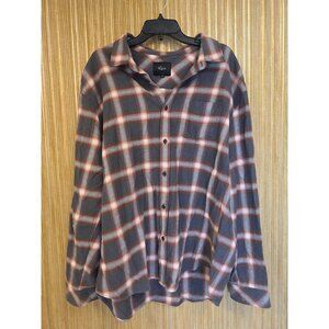 Rails Mens XXL Flannel Plaid Button-Up Shirt In Gray Neutral